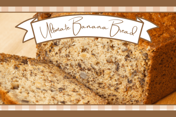 Loaf of banana bread with a slice taken from it