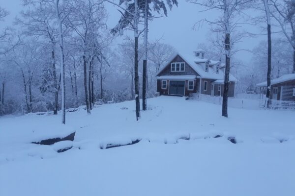 Barn in a snowstorm