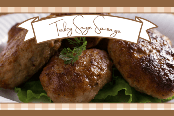 White plate stacked with sausage patties