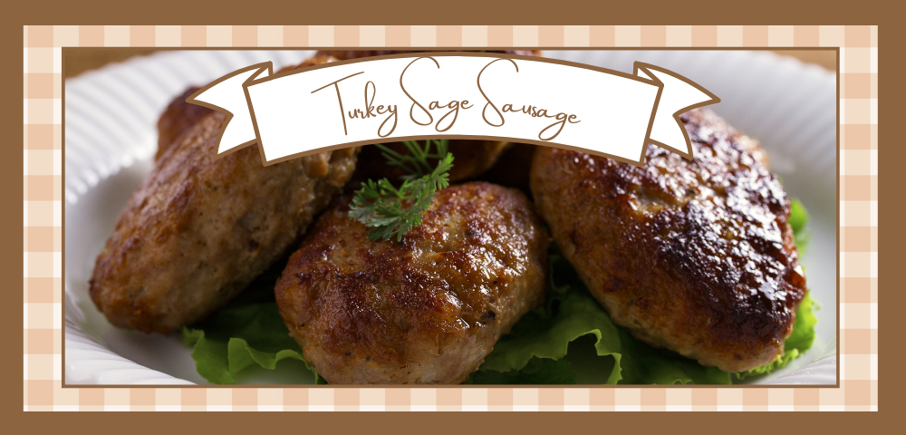 White plate stacked with sausage patties