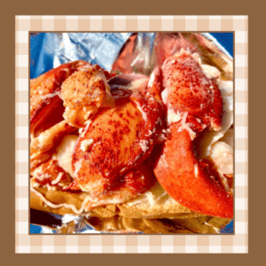 Closeup of lobster meat on a roll