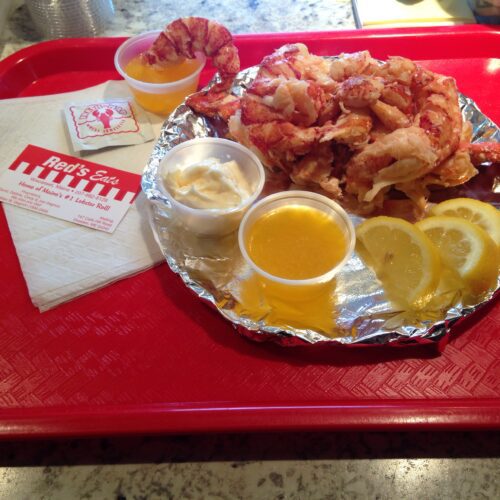 A lobster roll from Red's Eats in Wiscasset, Maine.