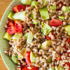 Farro salad in a bowl