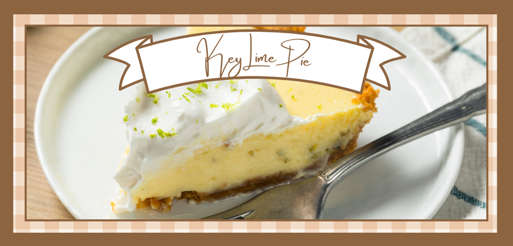 Key-Lime-Pie-Banner | The Granite Acorn Slice of key lime pie on a white plate with a fork