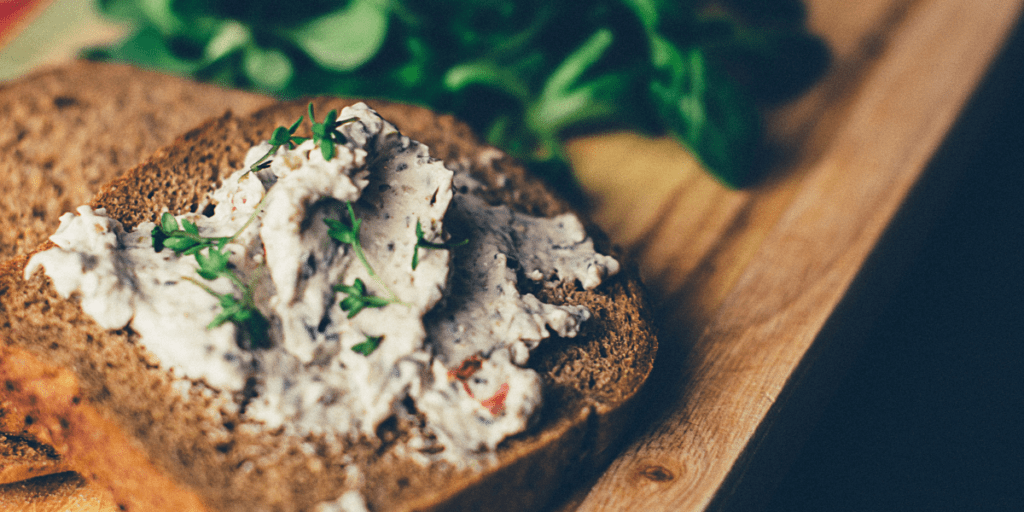 Bread slice with white bean spread