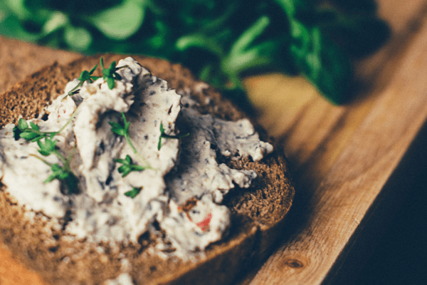 Bread slice with white bean spread