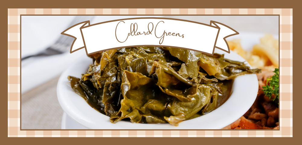 White bowl with cooked collard greens