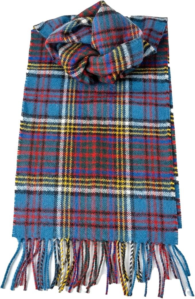 Wool-Scarf | The Granite Acorn Blue and red wool tartan scarf