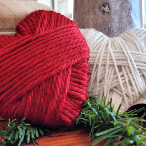 Red and ivory yarn hearts