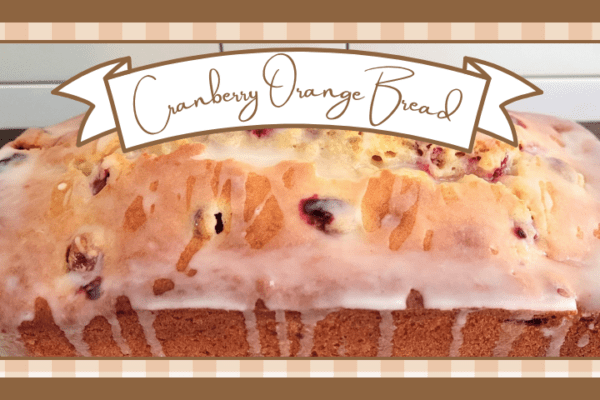 Loaf of glazed cranberry orange bread