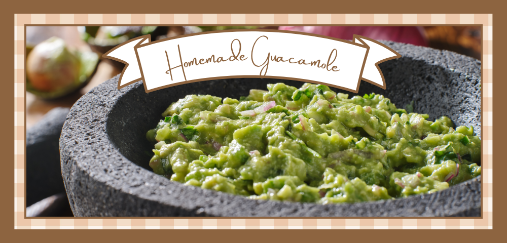 Molcajete bowl filled with guacamole