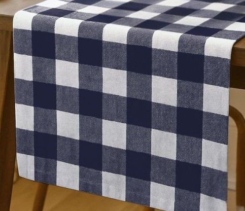 just for fun-winter - 2 | The Granite Acorn Navy blue and white checked table runner